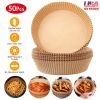 50Pcs Disposable Air Fryer Paper Liner Waterproof Non-Stick Oil-proof Parchment Paper Cooking Baking Paper φ6.29in