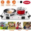 2000W Electric Dual Burner Portable Coil Heating Hot Plate Stove Countertop RV Hotplate with 5 Temperature Adjustments Portable Handles