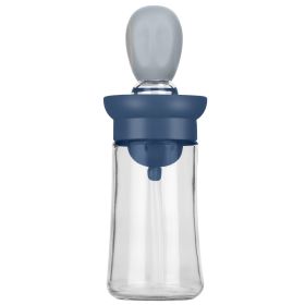 Oil Dispenser Bottle 2 In 1 Cooking Glass Olive Oil Dispenser Silicone Dropper with Silicone Brush Dropper Measuring Container for Kitchen Baking BBQ (Option: OilBottle Blue)