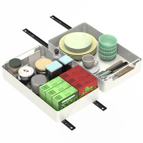 2Pcs Pull Out Cabinet Organizers Sliding Shelf Spice Rack Carbon Steel Roll Out Drawers Fixed with Adhesive Nano Film with Handle 55LBS Max Load (Option: 2PcsOrganizer 25CM)