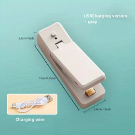 1pc Mini Household Portable Sealing Machine, Hand Pressure, Heat Sealing Machine, Food, Snacks, Plastic Bag Sealing Machine (Battery Not Included (Color: Random Color, Style: Rechargeable Model - Gray)