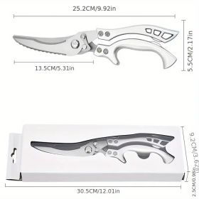 "Commercial-Grade Poultry Scissors - German Engineered with Automatic Rebound - Cuts Through Bones & Tendons" (Material: 430 stainless  steel,aluminum handle)