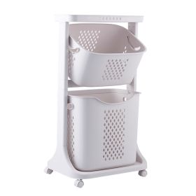Multi-functional Organizing Shelving Bathroom Sorting Dirty Laundry Basket Plastic Large Mobile Storage Basket (size: 2-layer)