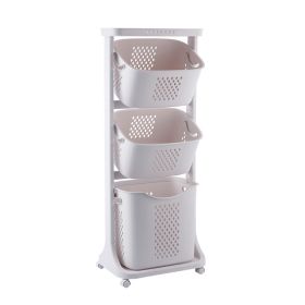 Multi-functional Organizing Shelving Bathroom Sorting Dirty Laundry Basket Plastic Large Mobile Storage Basket (size: 3-layer)
