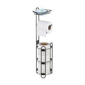 Toilet Tissue Paper Holder with Shelf for Bathroom (Color: Black, Type: Style B)