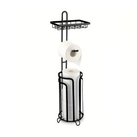 Toilet Tissue Paper Holder with Shelf for Bathroom (Color: Black, Type: Style A)